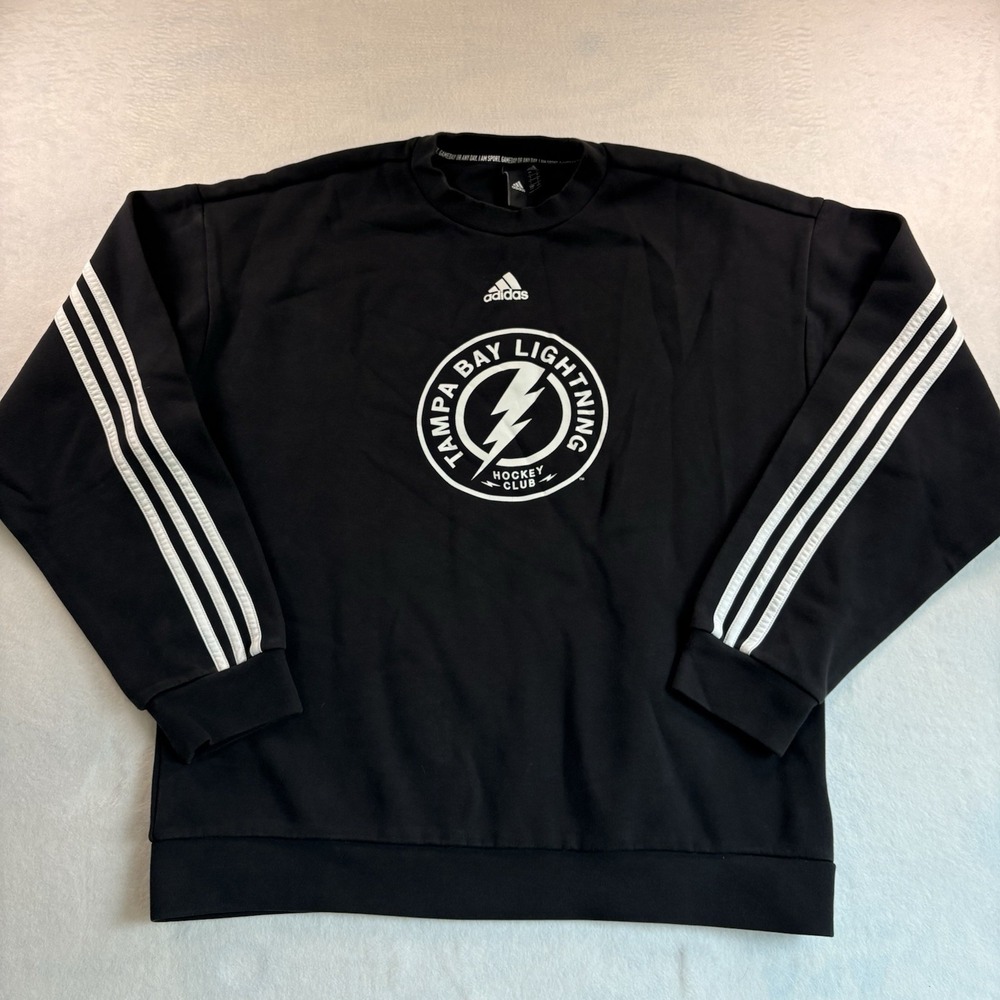 Tampa Bay Lightning Adidas Three Stripe Pullover Mens Sweatshirt Black Large